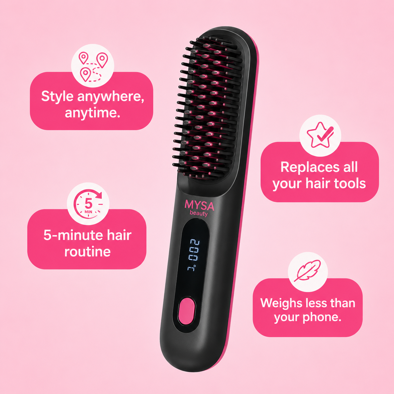Electric Hair Brush Straightener